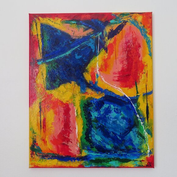 Original Acrylic Painting on Canvas 16" x 20" Signed 2021 Abstract Art - Picture 1 of 2